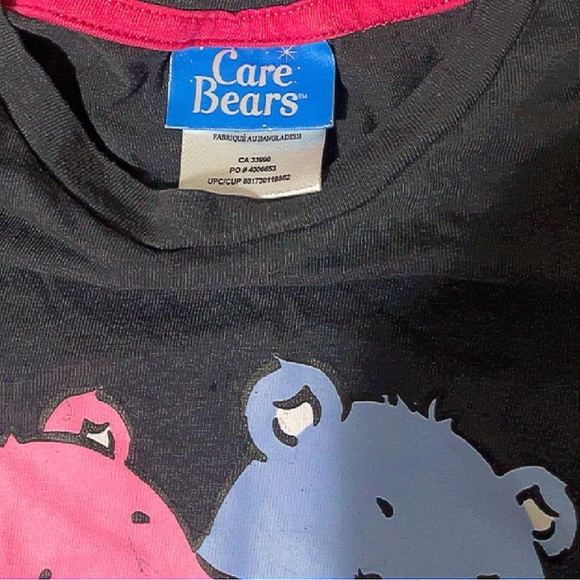CARE BEARS BABY TEE GRUMPY BEAR HAPPY BEAR HUG CHARCOAL GREY PINK BLUE GLITTER - Picture 6 of 8